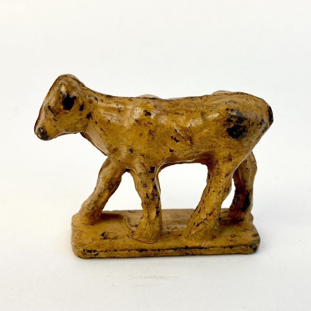 Vintage Auburn AUB-RUBR Cow Calf Toy Figurine Hard Rubber